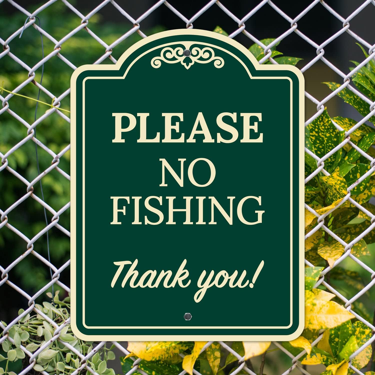 Please No Fishing Thank You Décor Sign, Green Dark, 18x24 Inches, ACM, Fade Resistant, Made in USA