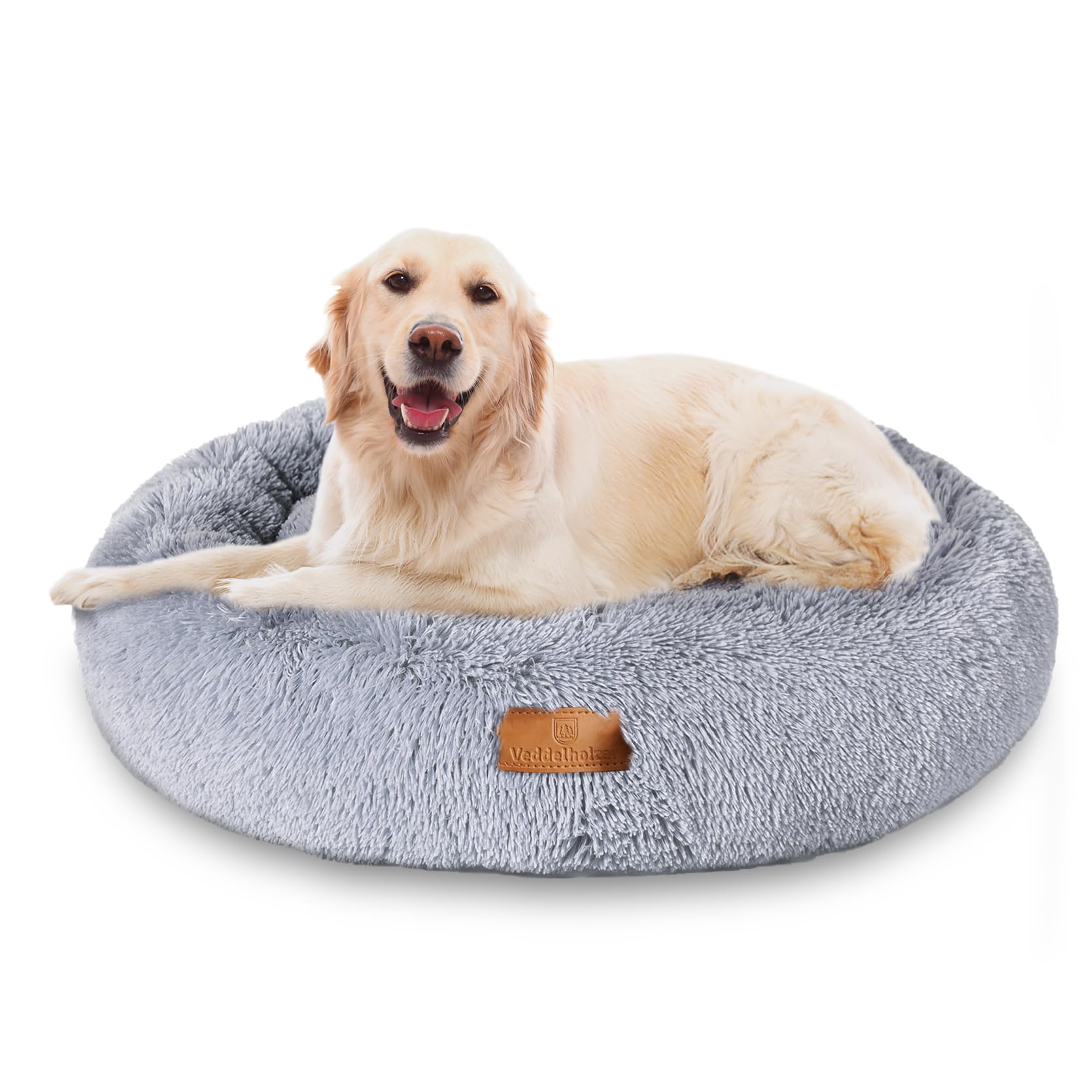 Veddelholzer Ø 60 cm (S) Hellgrau Hundebett Katzenbett Hundekissen Hundebetten in Mehreren Größen Hundebett große mittelgroße kleine Hunde waschbar in hellgrau und dunkelgrau für alle Hunde & Katzen
