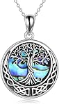Tree of Life Necklace 925 Sterling Silver Abalone Shell Famliy Tree Pendant Necklace for Women Jewelry