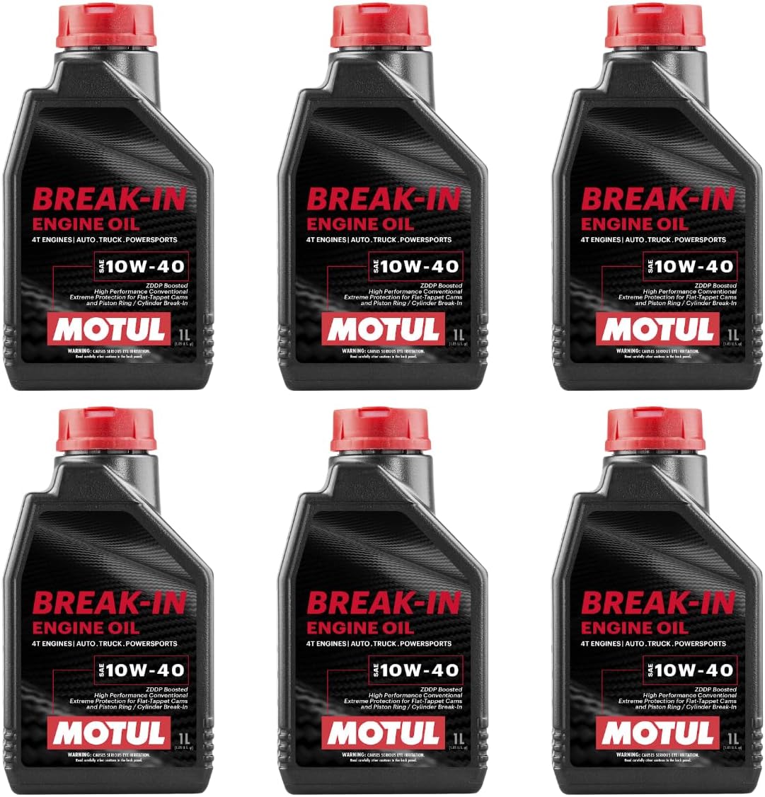 Motul 108080 Break-in Engine Oil 4T Engines Auto Truck Powersports SAE10W-40 Mineral Oil 1-Quart (Pack of 6)