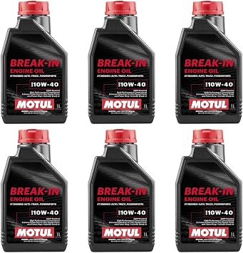 Motul 108080 Break-in Engine Oil 4T Engines Auto Truck Powersports SAE10W-40 Mineral Oil 1-Quart Pack of 6