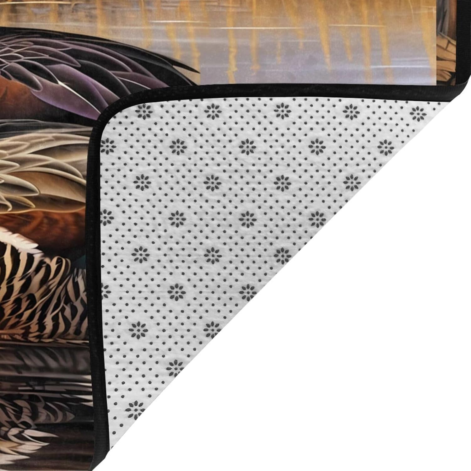 Flannel Non-Slip (Mallard Duck) Rug Pad 80×50in Soft Washable Protective for Hardwood Floors Bedroom Bathroom Living Room