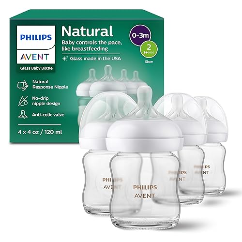Miniatura 13 de Biberones de vidrio natural Philips Avent con tetinas de respuesta natural (flujo medio, flujo 3), 8 onzas, paquete de 2, SCY913/02