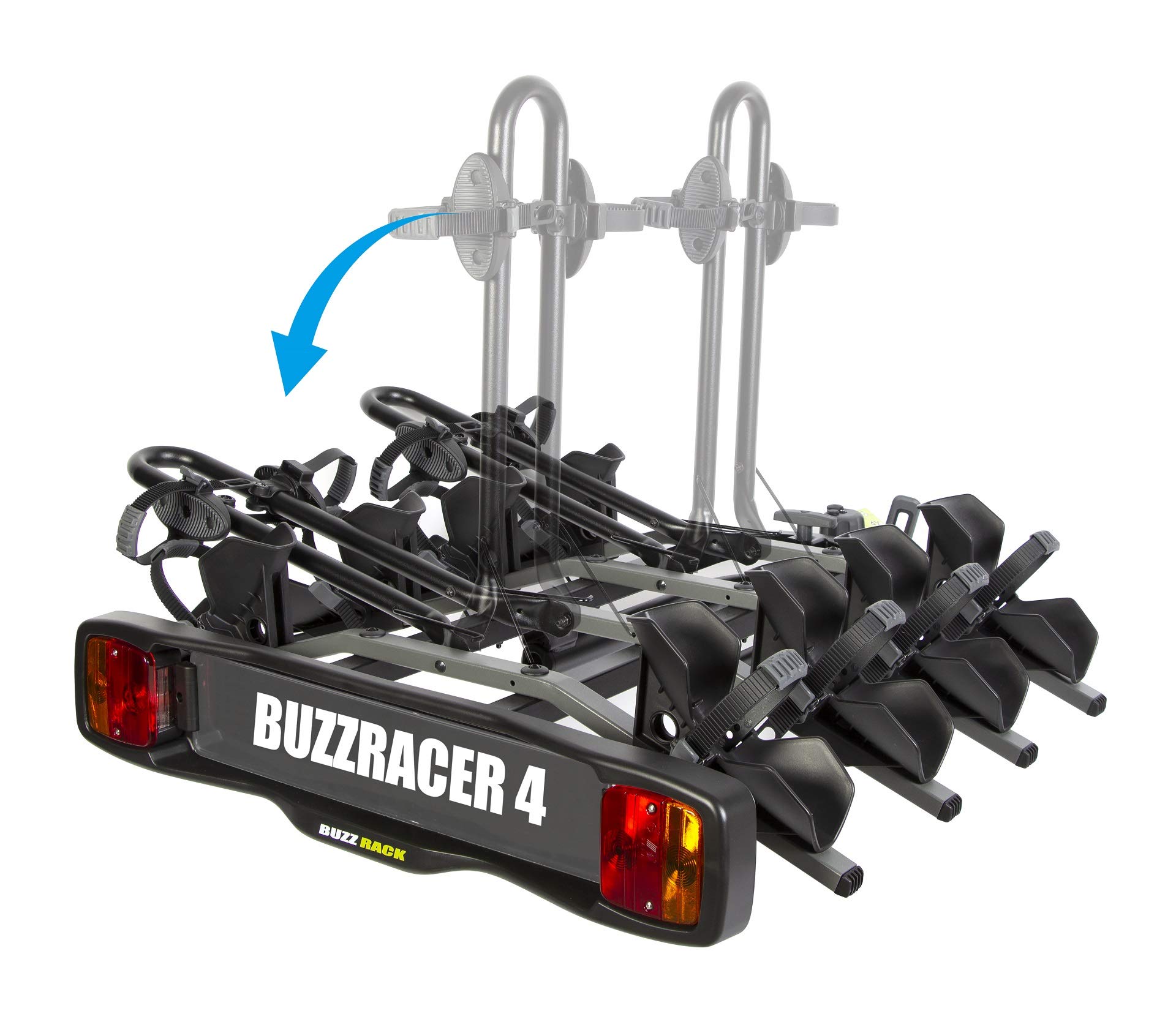 BUZZRACER 4 Portabicicletas sobre Enganche – Plataforma para 4 Bicicletas, Soporte para Bicicleta Coche