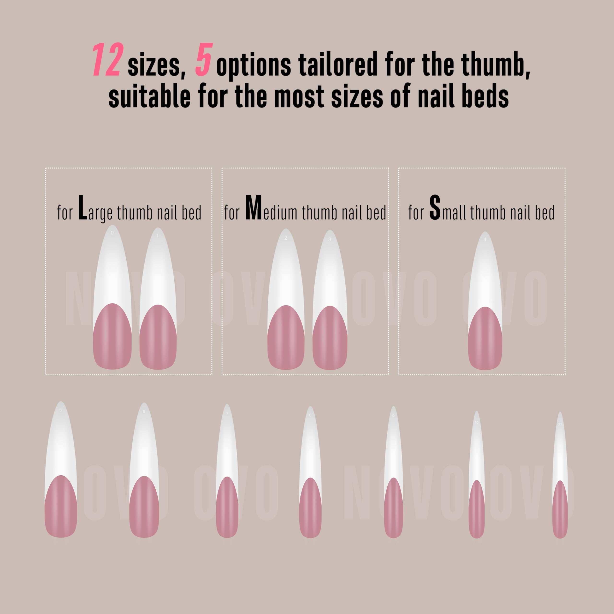 NOVO OVO Halloween XXL Curved Stiletto Almond French Tip Nail Tips - Image 4