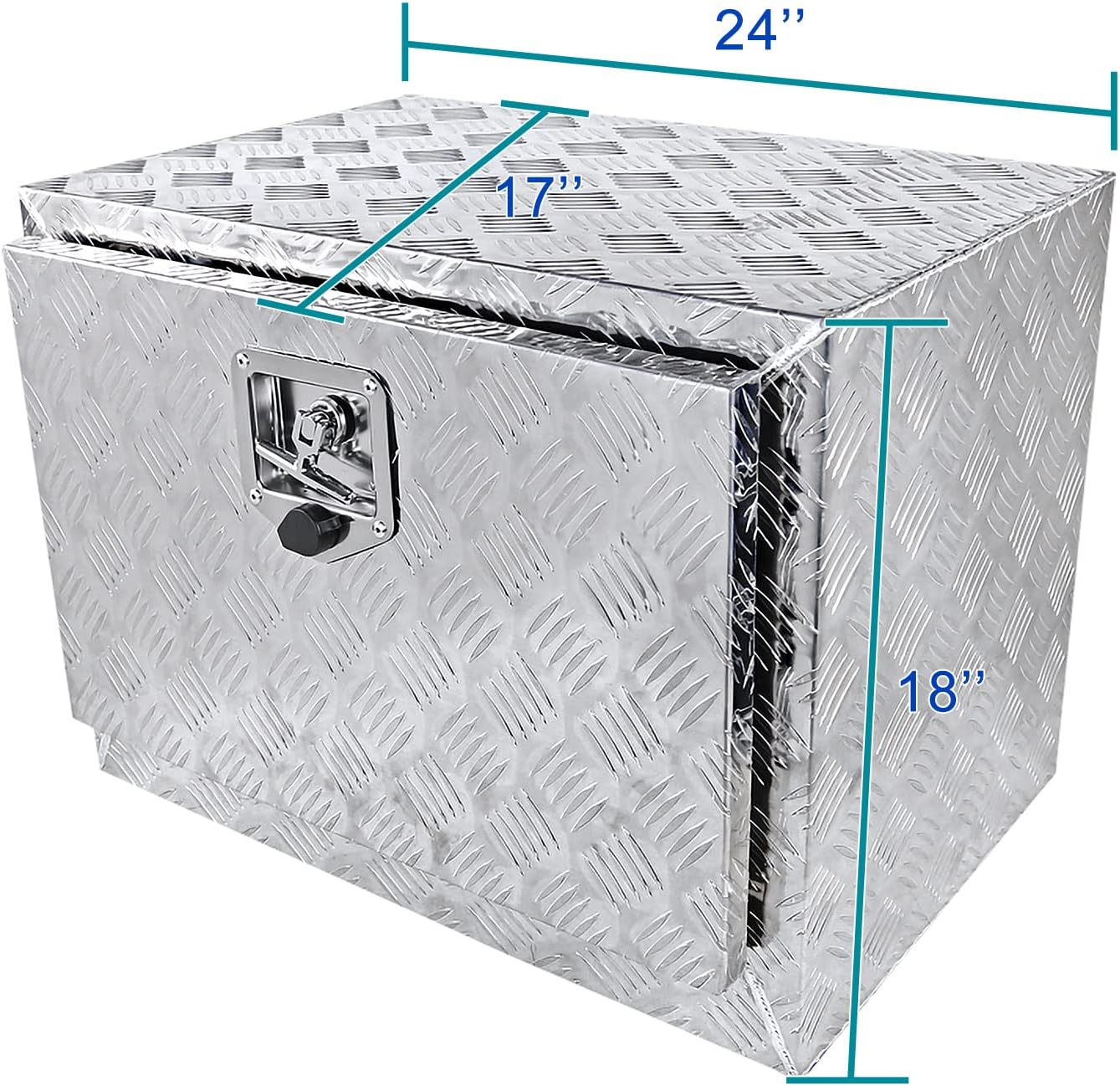 Spec-D Tuning 24"X 17"X 18" Heavy Duty Aluminum Tool Box Truck Utility Chest Storage with Lock & Key For Pickup Truck Bed, RV Trailer
