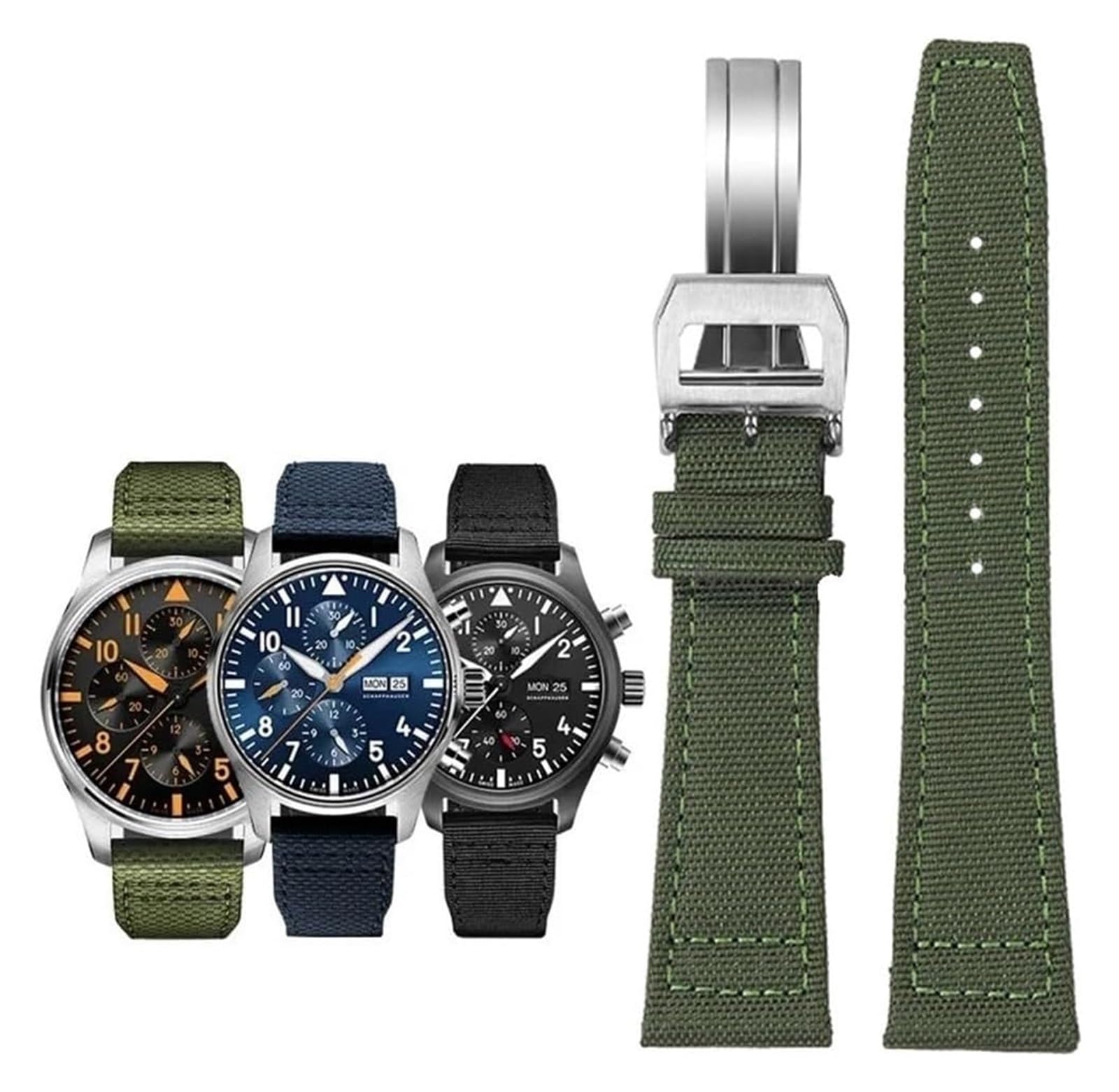 Bracelet de montre en nylon tissé, Bracelet de montre en nylon 20mm 21mm 22mm bracelet de montre en toile bracelet de montre en tissu boucle pliante boucle ardillon bracelet de remplacement en cuir ny