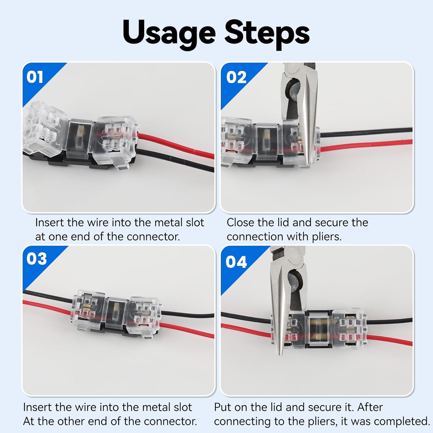 Low Voltage Wire Connectors, 2 Pin Quick Solderless Wire Splice Connectors, 2 Way I Type Wire Tap Connectors for 20-24 AWG Solid/Stranded Wire, Small Automotive & LED Wiring Connector (20 Pcs)