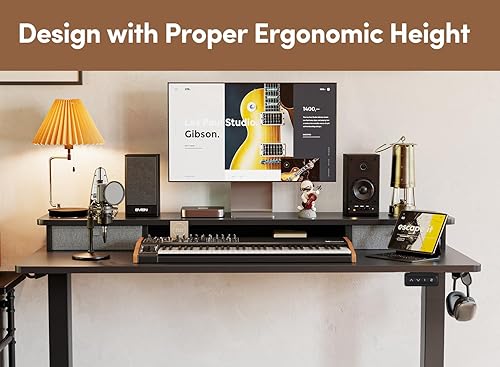 Miniatura 6 de BANTI Escritorio eléctrico de pie con cajones dobles, escritorio de pie de altura ajustable de 60 x 24 pulgadas, escritorio de oficina en casa con