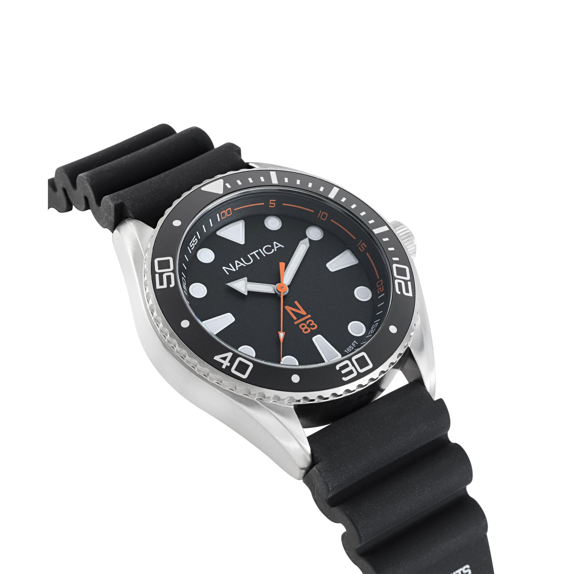 Nautica Correa de Silicona de Cuarzo de Acero Inoxidable para Hombre, Negro, Reloj Casual 22 (Modelo: NAPFWF113), Negro, Moderno