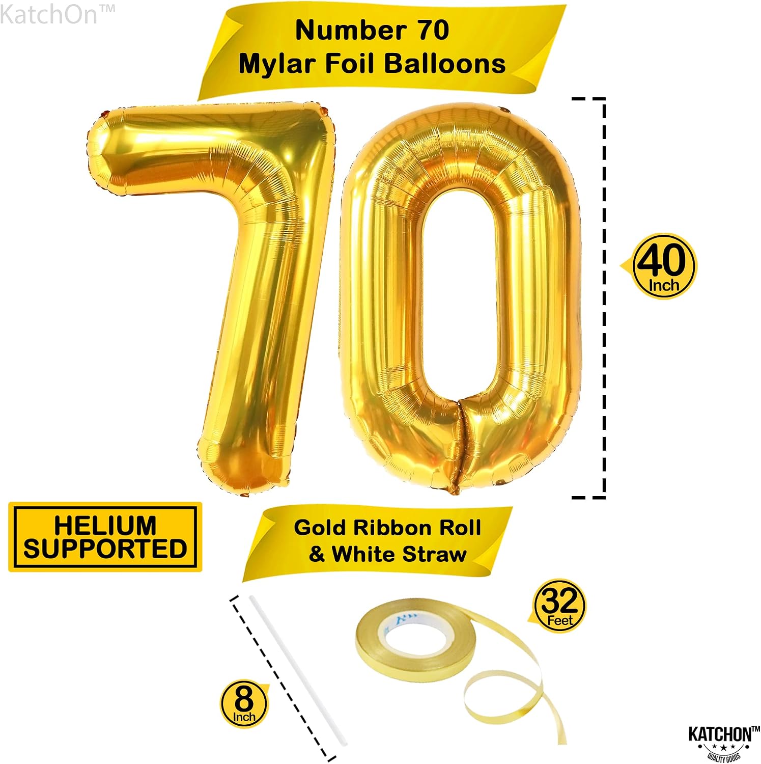 KatchOn, Giant Gold 70 Balloon Numbers - 40 Inch | 70th Birthday Balloons | 70th Birthday Decorations | Gold 70 Birthday Party Decorations, Happy Anniversary Decorations