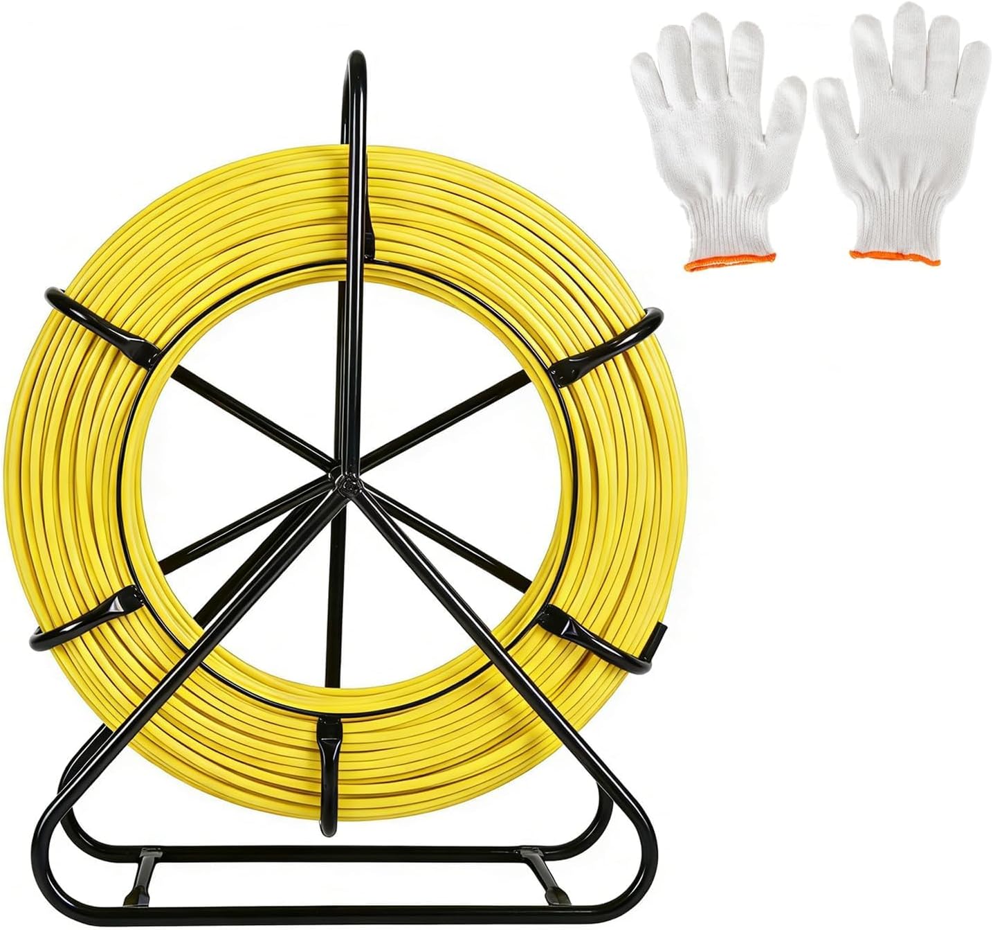 6mm x 500FT Fiberglass Fish Tape, Duct Rodder Fish Tape Wire Puller, Fiberglass Rodder with Durable Steel Reel Stand, Heavy-Duty Cable Running Rod for Wall & Electrical Conduit Installations