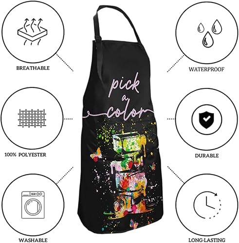 Miniatura 3 de Delantal para técnico de uñas para mujer, delantal con tecnología de uñas, 2 bolsillos, delantal de técnico de uñas, manicuristas, suministros de