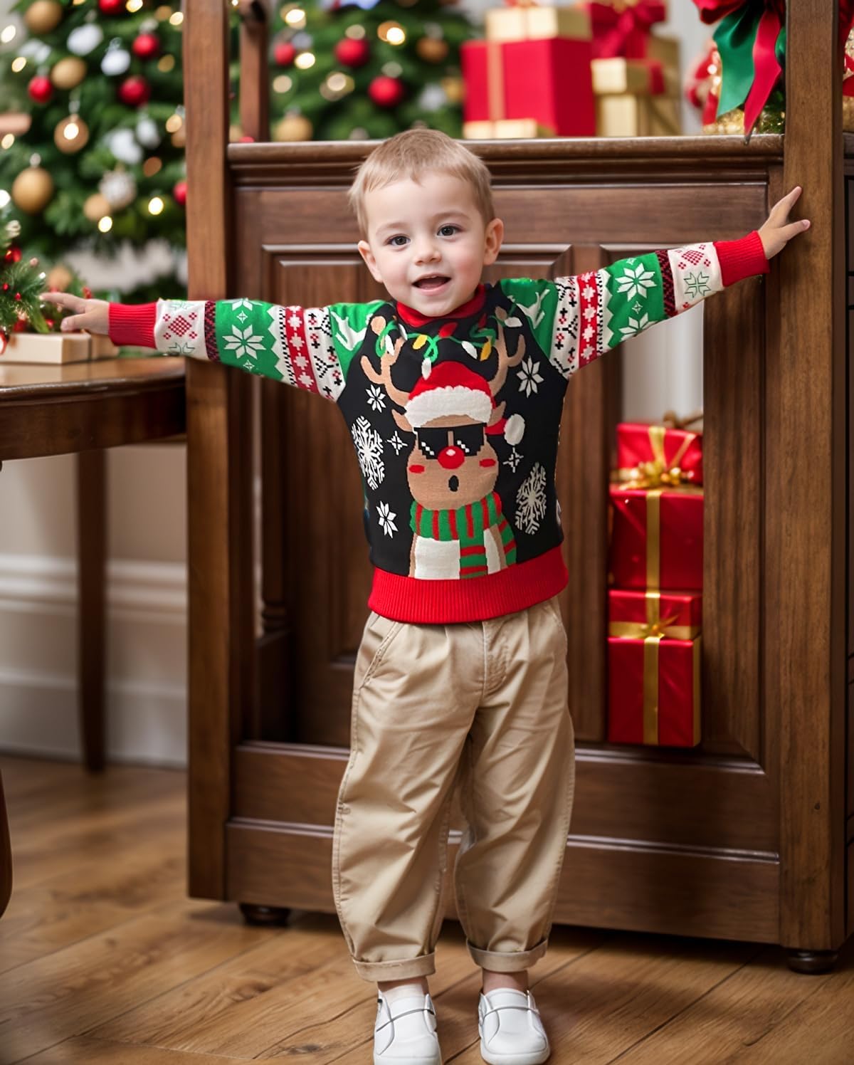 Kids Ugly Christmas Sweater Girls Boys Funny Holiday Pullover Knitwear for Aged 2-8 - Image 2