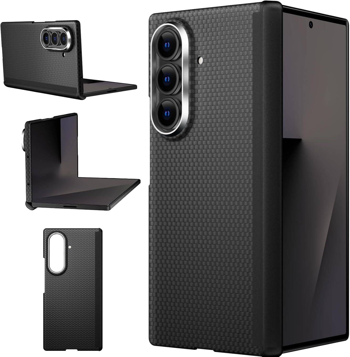 X-level for Samsung Galaxy Z Fold 7 Case Carbon Fiber Slim Lightweigh Matte Back Anti-Scratch,Compatible with MagSafe,Magnetic Protective Case for Samsung Z Fold 7,Black