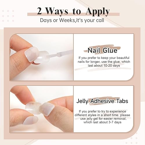Miniatura 5 de JODSONE 2023 Trend Fashion - Uñas cortas a presión con pegamento de uñas, uñas postizas 2 en 1 para extensiones de uñas postizas