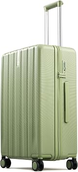 Hanke Upgraded Elite 24 Inch Checked Luggage,PC Hard Shell Suitcases with Wheels, TSA Lock, Explosion-Proof Zipper Suitcase for Business Travel Men & Women,Bamboo Green