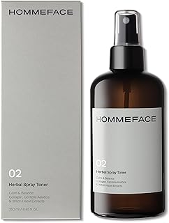 HOMMEFACE Men’s Herbal Spray Face Toner - Alcohol-Free, Hydrating & Balancing Facial Mist - Korean Skincare Technology with Witch Hazel, CICA Extract, Hyaluronic Acid, 8.45 fl oz
