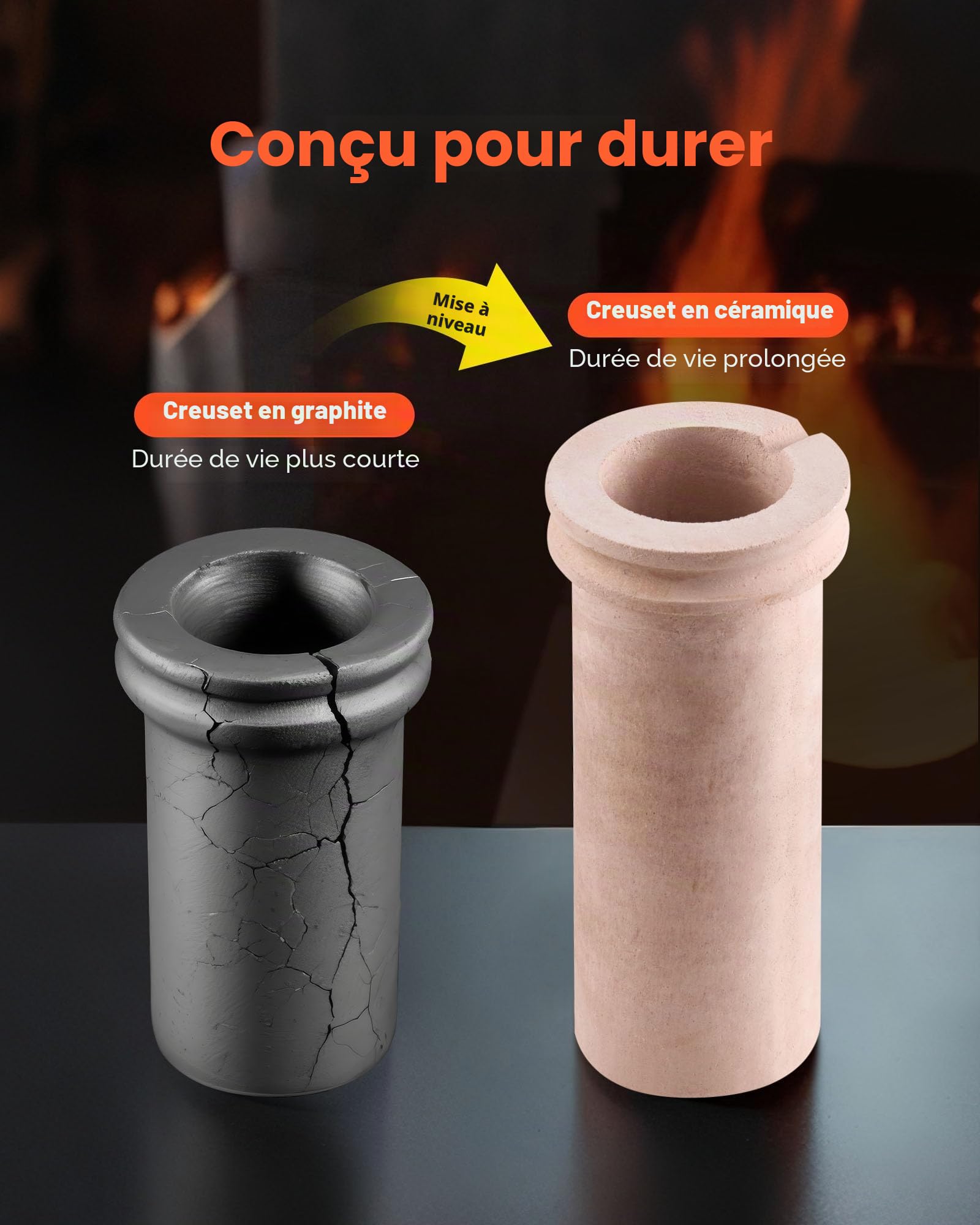 VEVOR Four de Fusion Électrique 1350 W, Kit de Fusion d'Or avec Température Maximale 1150 ℃, avec Creuset en Céramique de 3 kg, pour Fabrication de Bijoux, Coulée et l'Affinage des Métaux, Atelier