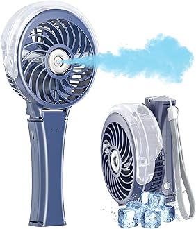 HandFan 2023 Upgraded Portable Misting Fan, 34ml Handheld Personal Mister Fan Rechargeable, Battery Operated Spray Water Mist Fan, Mini Cooling Fans for Makeup, Travel, Outdoors, Disney(Royal Blue)
