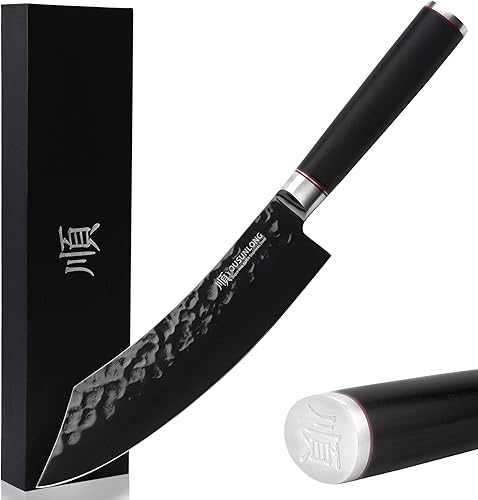 YOUSUNLONG Cuchillo de carnicero - Cuchillo de carne de 8 pulgadas - Acero recubierto de nitruro de titanio negro japonés AUS8 - Super afilado -