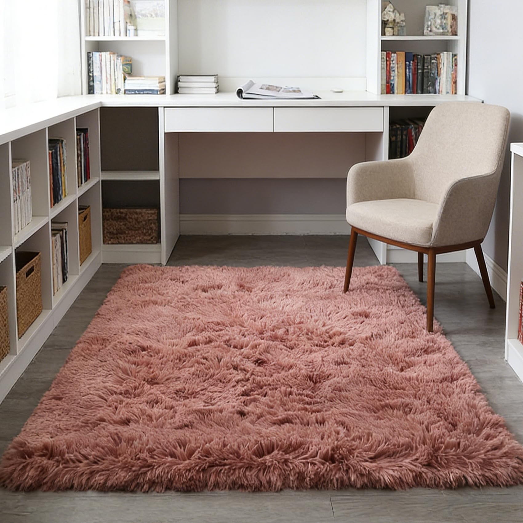 Tapis anti-glisse lavable 310x310 rose foncé épais pour éviter les chutes d'enfants