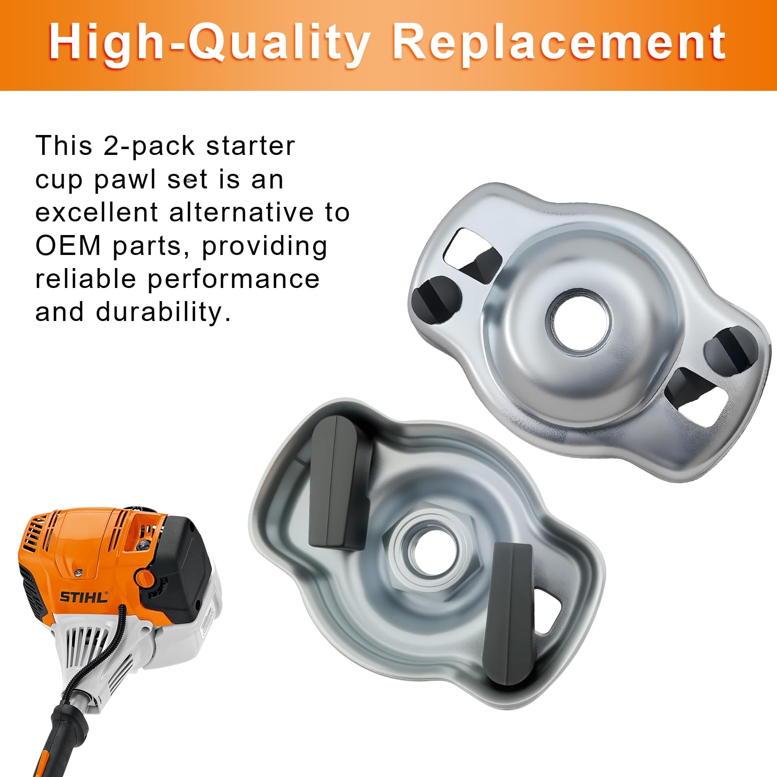 Lot de 2 gobelets de démarrage PAWLS de rechange pour Stihl MM55, FS38, FS40, FS45, FS46C, FS55, FS56R, FS70, FS94R, FC56C, HT56C, KM56RC - Remplace 4140 190 2010, 4140-190-2010