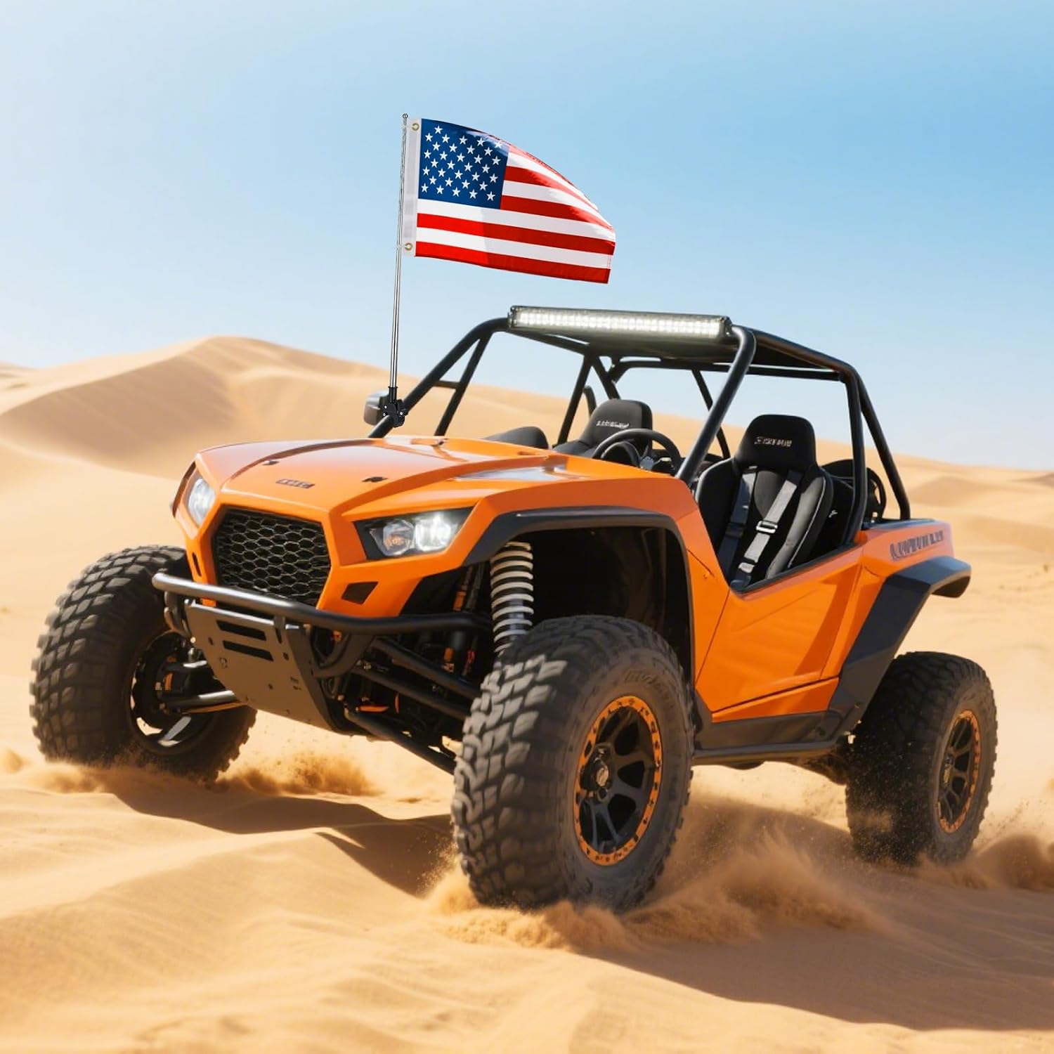 American Boat Flag Pole Kit, Embroidered Small USA Flag with 53" Telescoping Stainless Steel Flagpole, Heavy Duty Retractable Marine Flag Pole for Yacht, Truck, Bike - Image 6