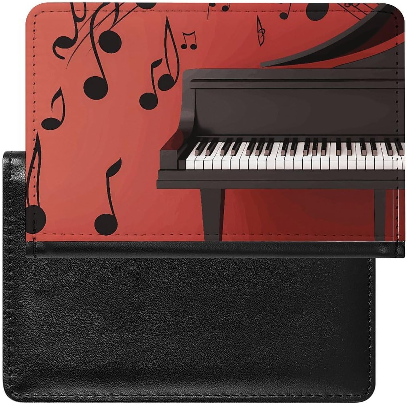 Music Note Piano Passport Holder Portable PU Leather Pocket Passport Cover Portable Travel Passport Protector Compact Wallet Passport Case for Travel Must-have Accessory