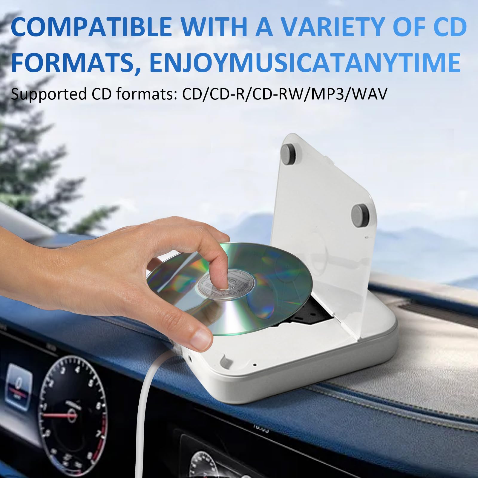Auto CD Player Laufwerk mit USB-Anschluss - Extern Universal CD Player für Auto PKW LKW, Extra USB-Verlängerungskabel, kompatibel mit Android, Externes CD Laufwerk für Laptop, PC, Fernseher