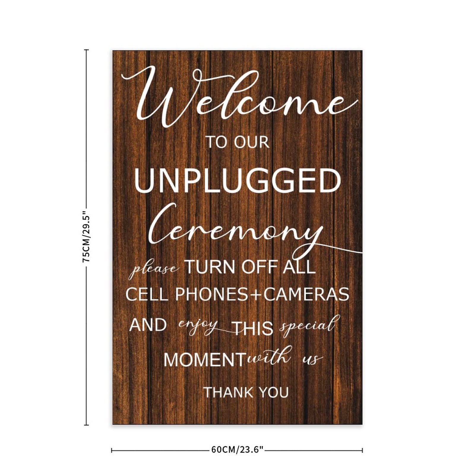 Welcome to Unplugged Hochzeitszeremonie-Schild, keine Bilder, keine Fotos bitte, Hochzeitsschild aus Holz, 76,2 x 50,8 cm