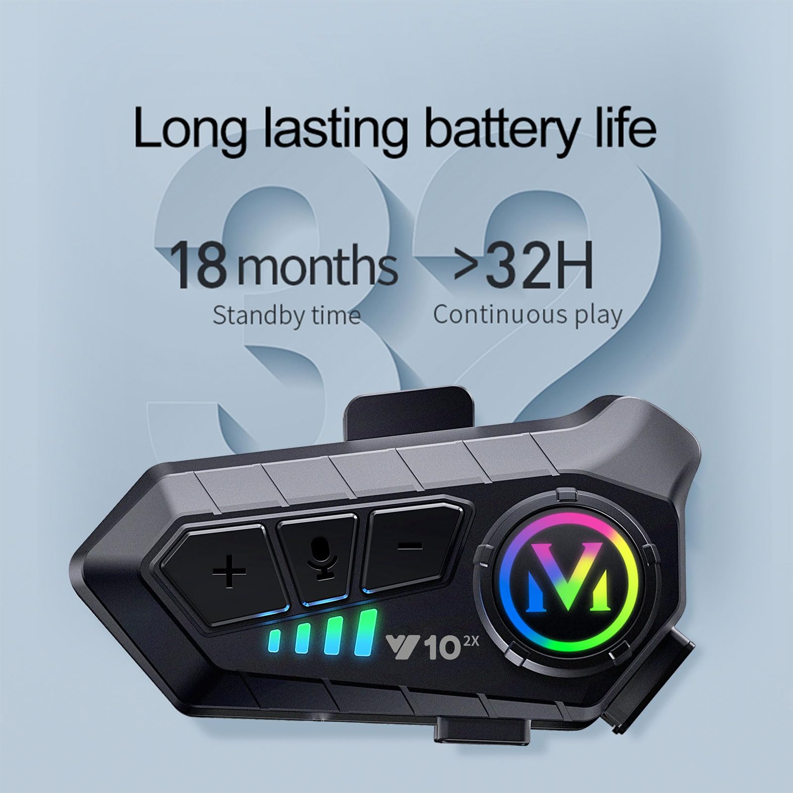Y10-2X - Auriculares Bluetooth para casco de motocicleta, intercomunicador dual de 300 m, auriculares Bluetooth 5.3, reducción de ruido inteligente, calidad de sonido de nivel HiFi, IPX6