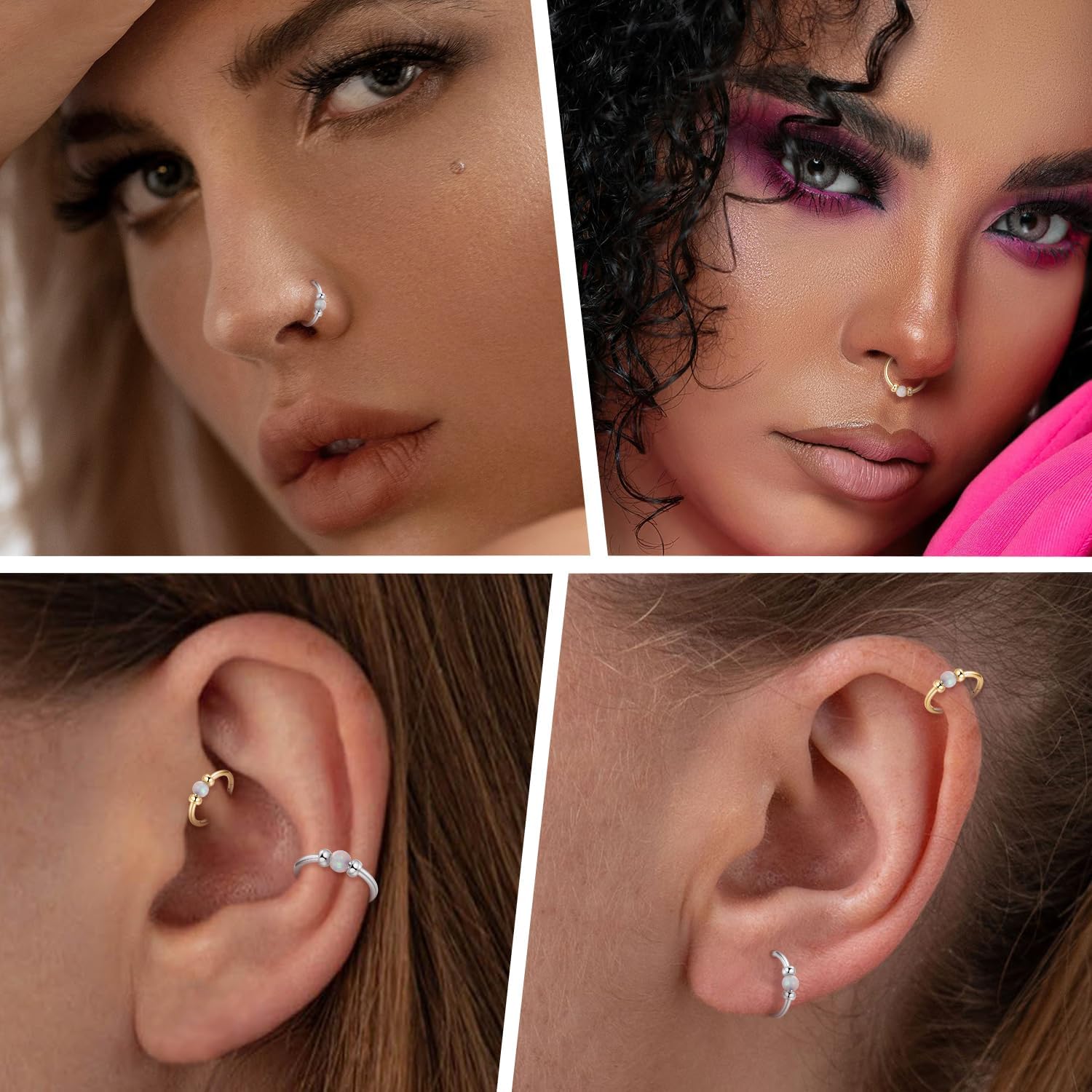 FUNLMO 3Pcs Nose Rings 316L Surgical Steel Septum Rings Tragus Helix Conch Rook Daith Piercing Jewelry Cartilage Earring Lip Rings for Women Men - Image 8