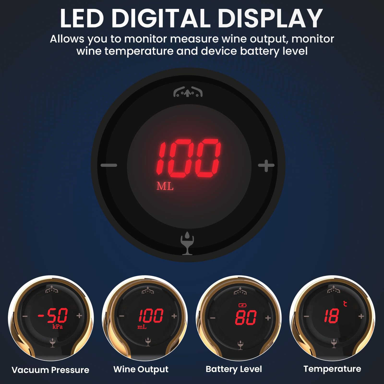 Carafe à vin électrique et distributeur de liqueur intelligent, rechargeable automatique avec aération instantanée et affichage LED, dosage réglable pour les amateurs de vin et de whisky