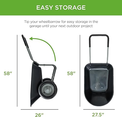 Vista 55 de Best Choice Products carretilla de jardín para hogar con doble rueda