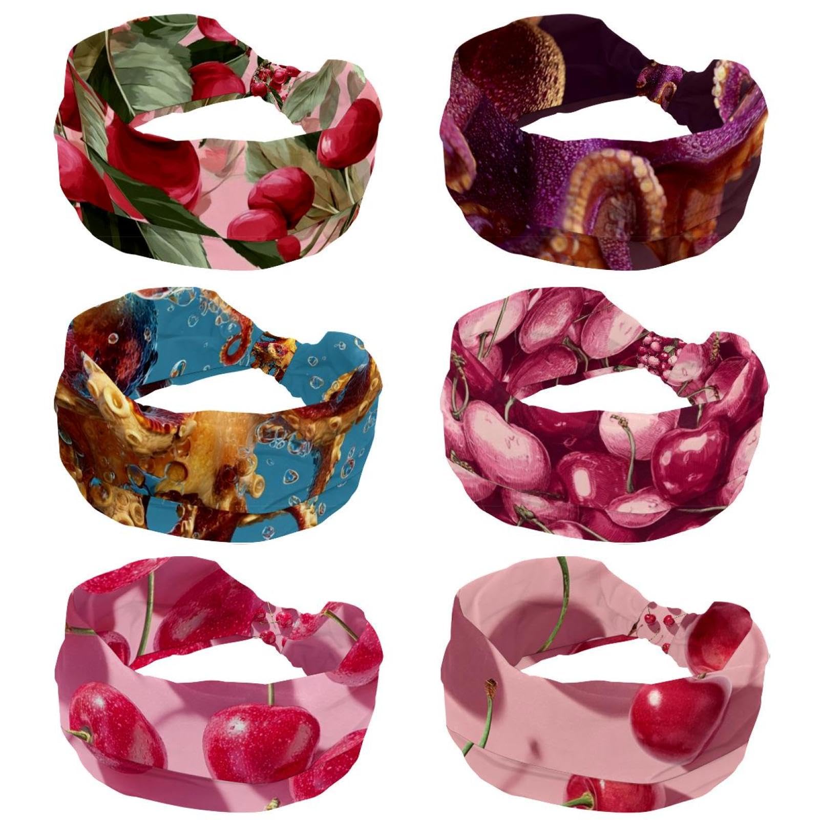 Lot de 6 bandeaux d'entraînement pour femme, motif pieuvre amusant (1) bandeau antidérapant, bandeau de sport pour yoga, course, gym, fitness