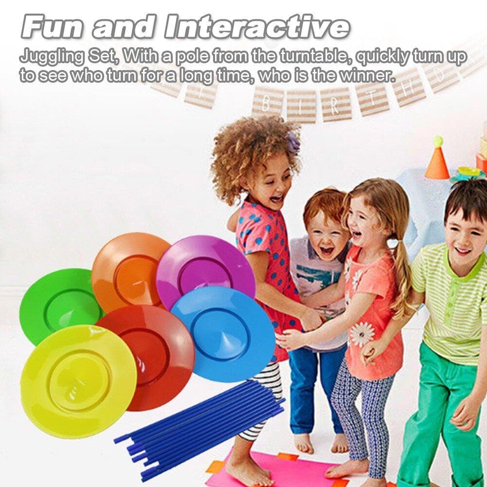 Kit De Jonglage 2 Pièces - Assiettes Colorées Et Bâtons - Pour Débutants, Fêtes, Développement De Compétences