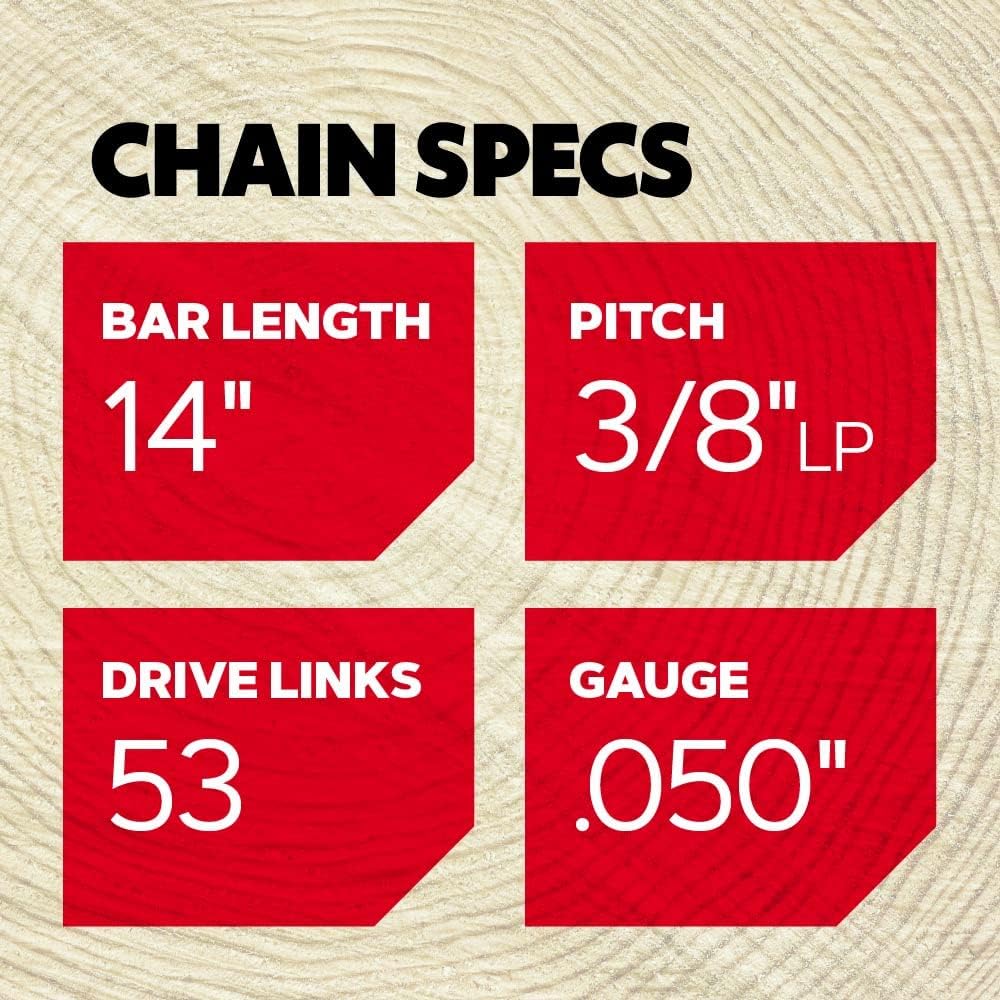 Oregon S53 AdvanceCut Replacement Chainsaw Chain for 14-Inch Guide Bars, 53 Drive Links, Pitch: 3/8", .050" Gauge, Fits Various Remington Models