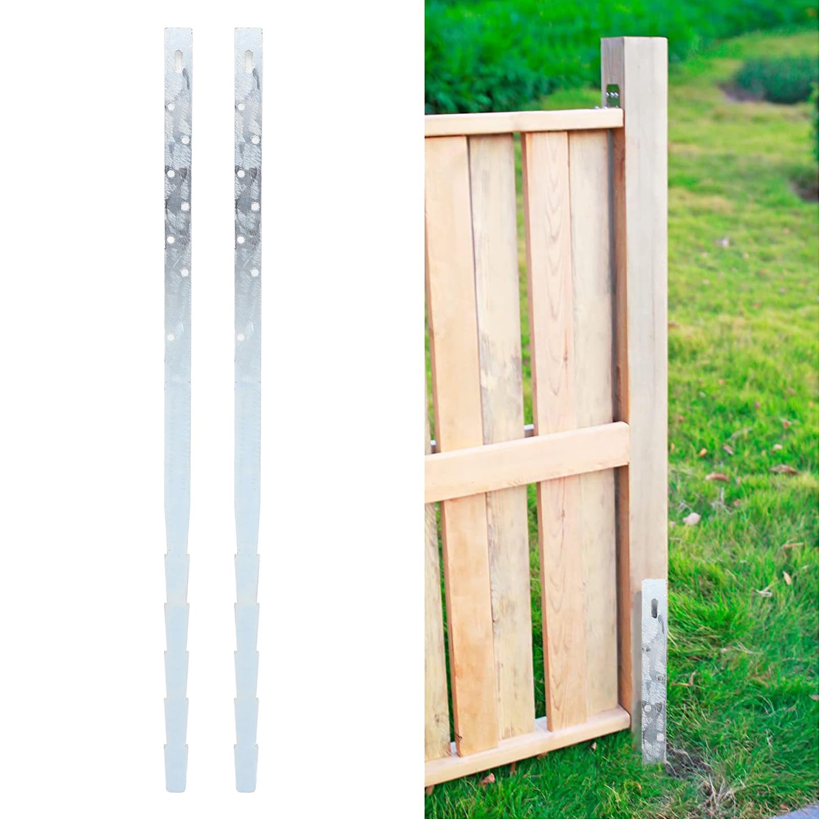 Estacas de Reparación de Postes de Cerca, Acero Resistente para Soporte de Cerca de Madera, Fijación Duradera de 74 Cm para Cercas Inclinadas