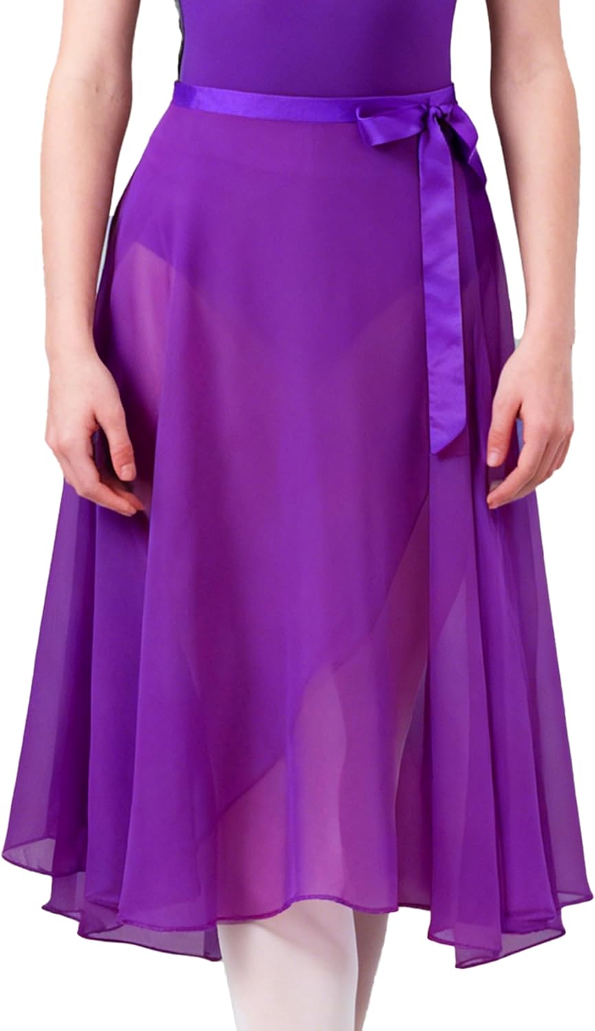 Wuchieal Dance Skirts for Women, Long Chiffon Ballet Skirt, Women's Dance Wrap Skirt with Tie
