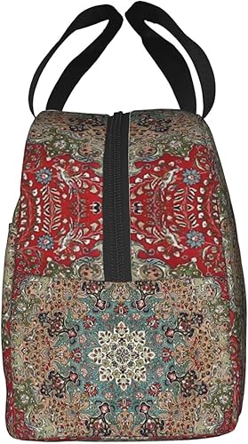 Miniatura 7 de Bolsa de almuerzo aislada reutilizable con estampado de alfombra persa vintage para mujeres y hombres, impermeable, lonchera térmica para el