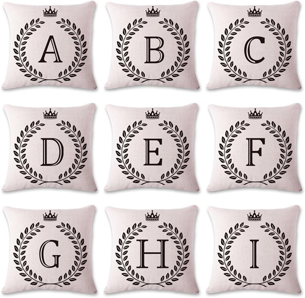 Coliang Letter P Pillow Case, Letter Cushions Cover Blend Cotton English Alphabet Cushion Decorative Pillows Wheat Throw Pillow Cushion 18x18 Inch(45x45CM) - Letter P