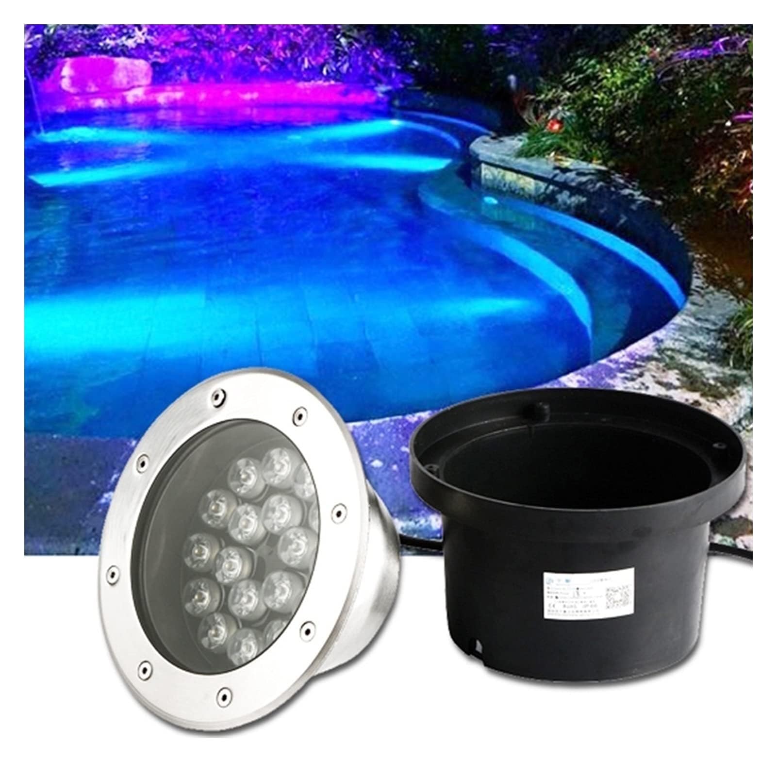 Outdoor Recessed Spot Light - Submersible LED Light, Lumières enterrées étanches IP68 en acier inoxydable, projecteur étanche 12V, lumières sous-marines intégrées pour étangs ( Color : RGB , Size : 5W