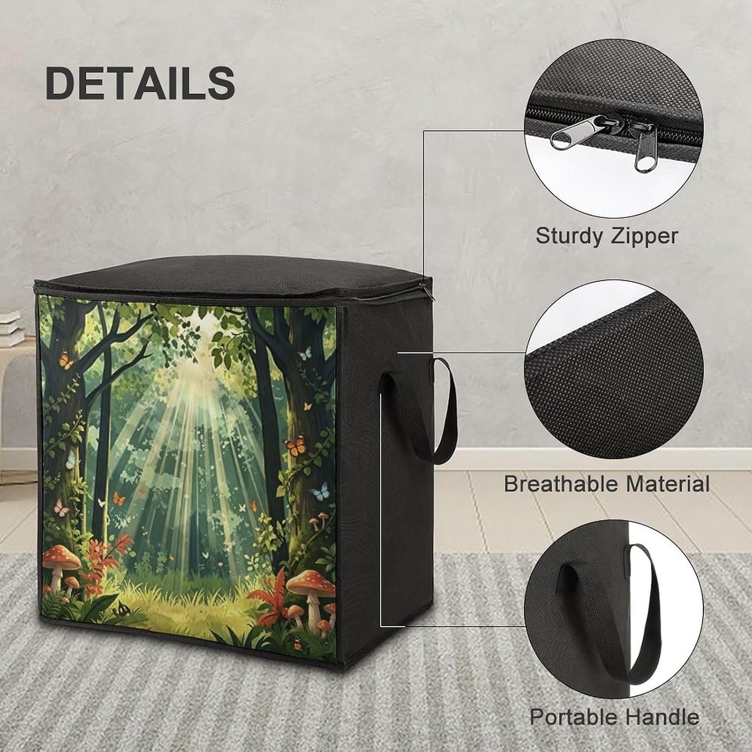 Forest Comforter Storage Bag Moving Bag | Clothes Storage Bins-70L,Moving Bag With Dual Handles For Easy Carrying, Zipper Design Durability for Home,Bedroom,Closet