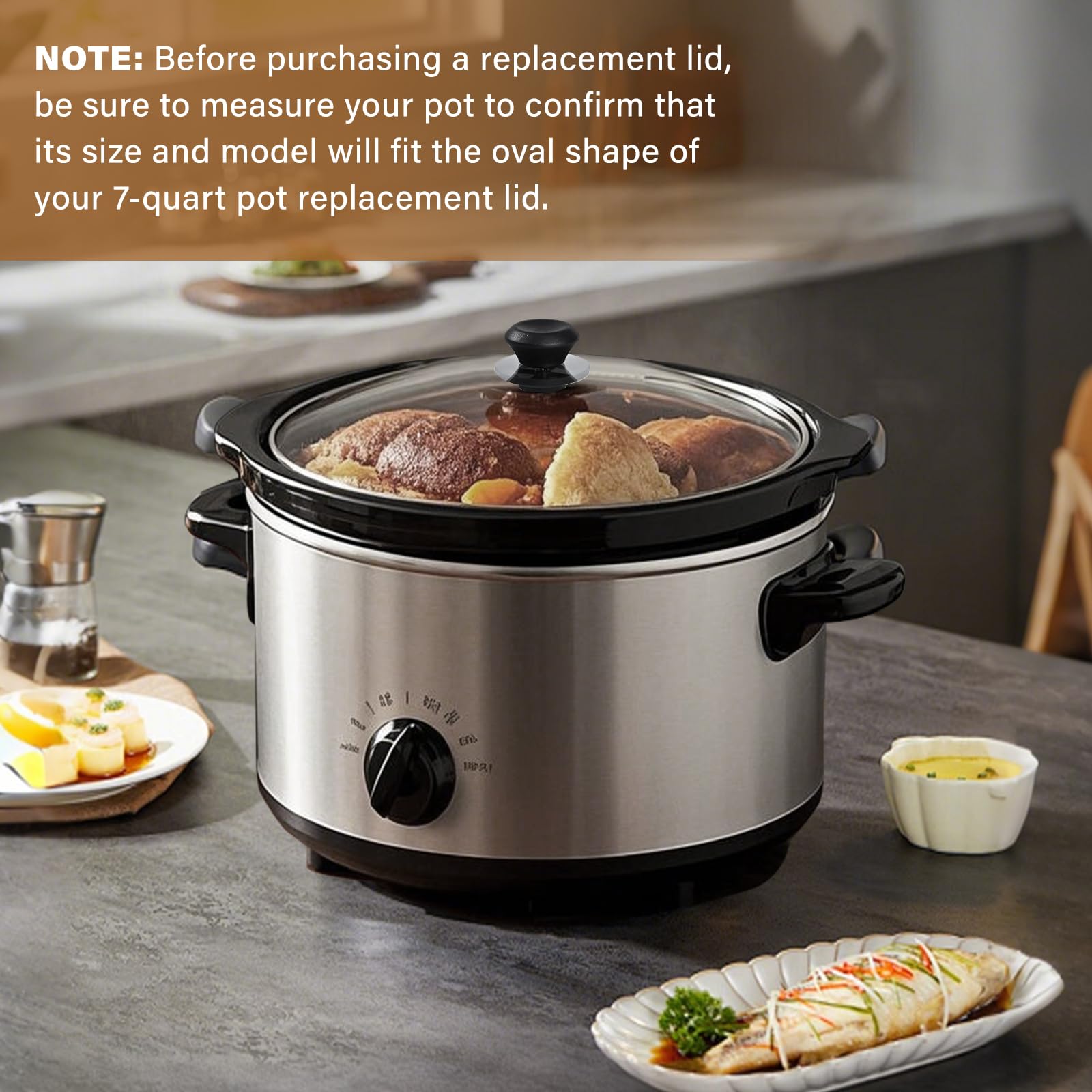 Ovaler Glasdeckel 7 Quart Ersatz - Passend Für Hamilton Beach Slow Cooker SCV700 Serie