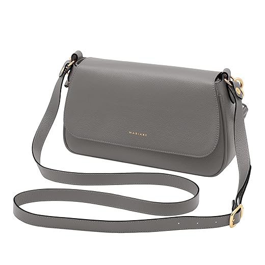 Mariart Mucuripe Bolsa Shoulder Transversal Feminina de Couro Bovino Legítimo (Cinza)
