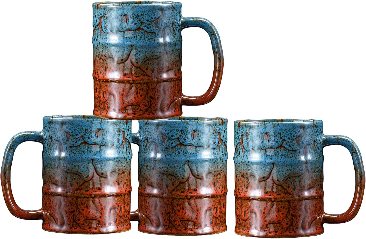 Coffee Mugs Set of 4,12 Oz Coffee Cups Ceramic, Perfect for Office Family Gatherings - Dishwasher and Microwave Safe (4, Blue and Brown)