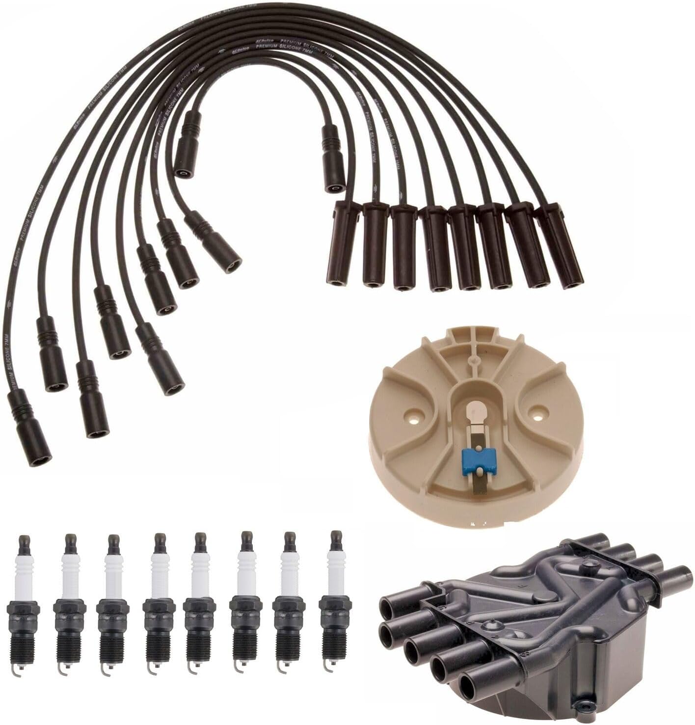 Replacement Ignition Kit Distributor Rotor Cap Wire Spark Plugs .060" fits Chevy GMC
