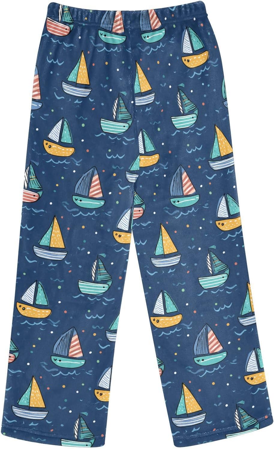 Cartoon Sailboats Dots Boys Pants for Kids Fleece Bottoms Long Jogger Pants Trousers with Pockets Size 6-14Y