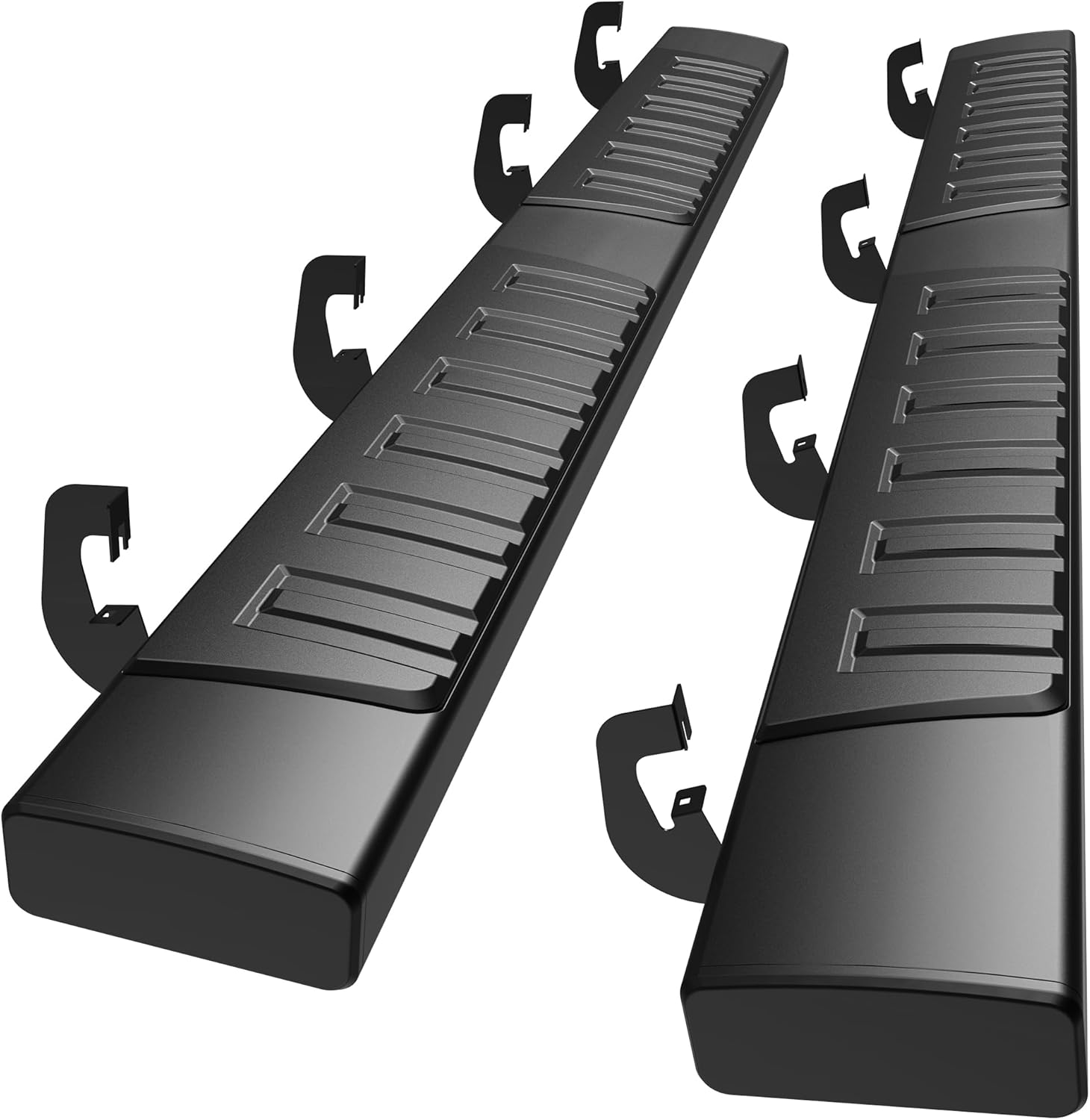 6 Inches Running Boards & Steps Compatible with 2007-2018 Chevy Silverado/GMC Sierra 1500 & 2007-2019 2500HD/3500HD Crew Cab (Gas Engine ONLY), Black Aluminum Nerf Bars Side Step